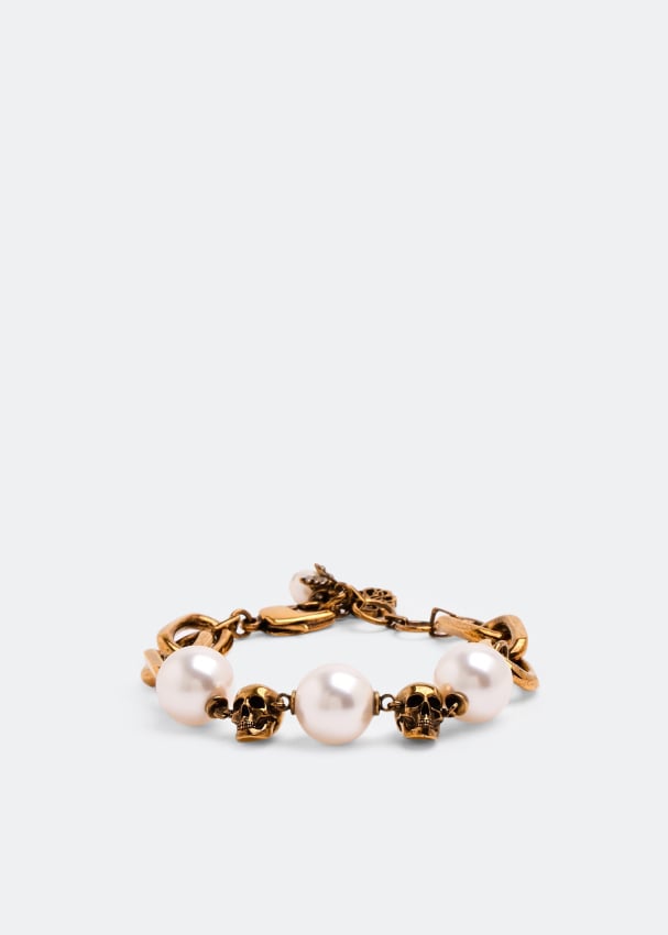 Браслет ALEXANDER MCQUEEN Skull chain bracelet, золотой alexander mcqueen золотистый браслет с жемчужинами chain pearl bracelet