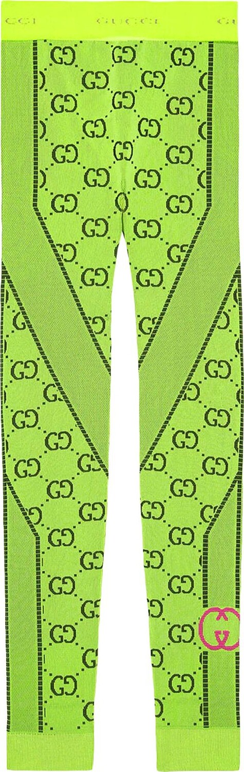 Леггинсы Gucci GG Jersey Jacquard Leggings Fluorescent Yellow/Black