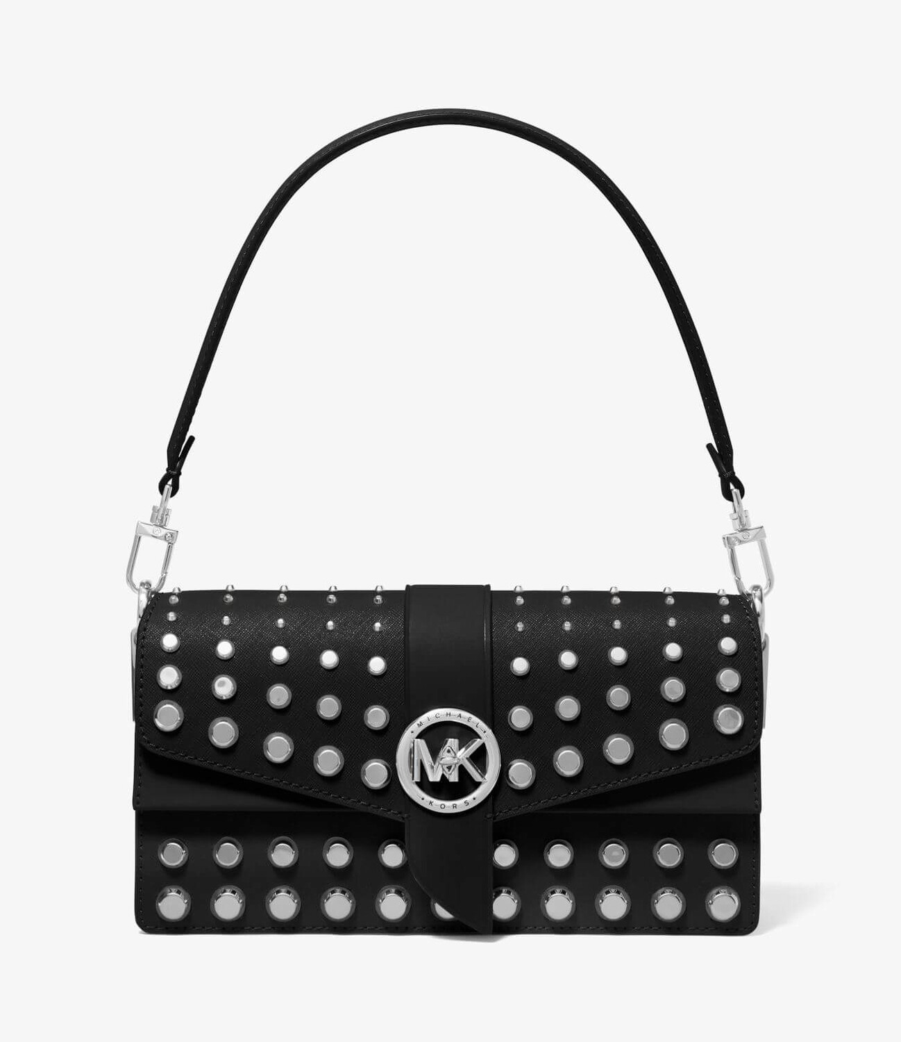

Сумка Michael Michael Kors Greenwich Medium Studded Saffiano Leather Shoulder, черный