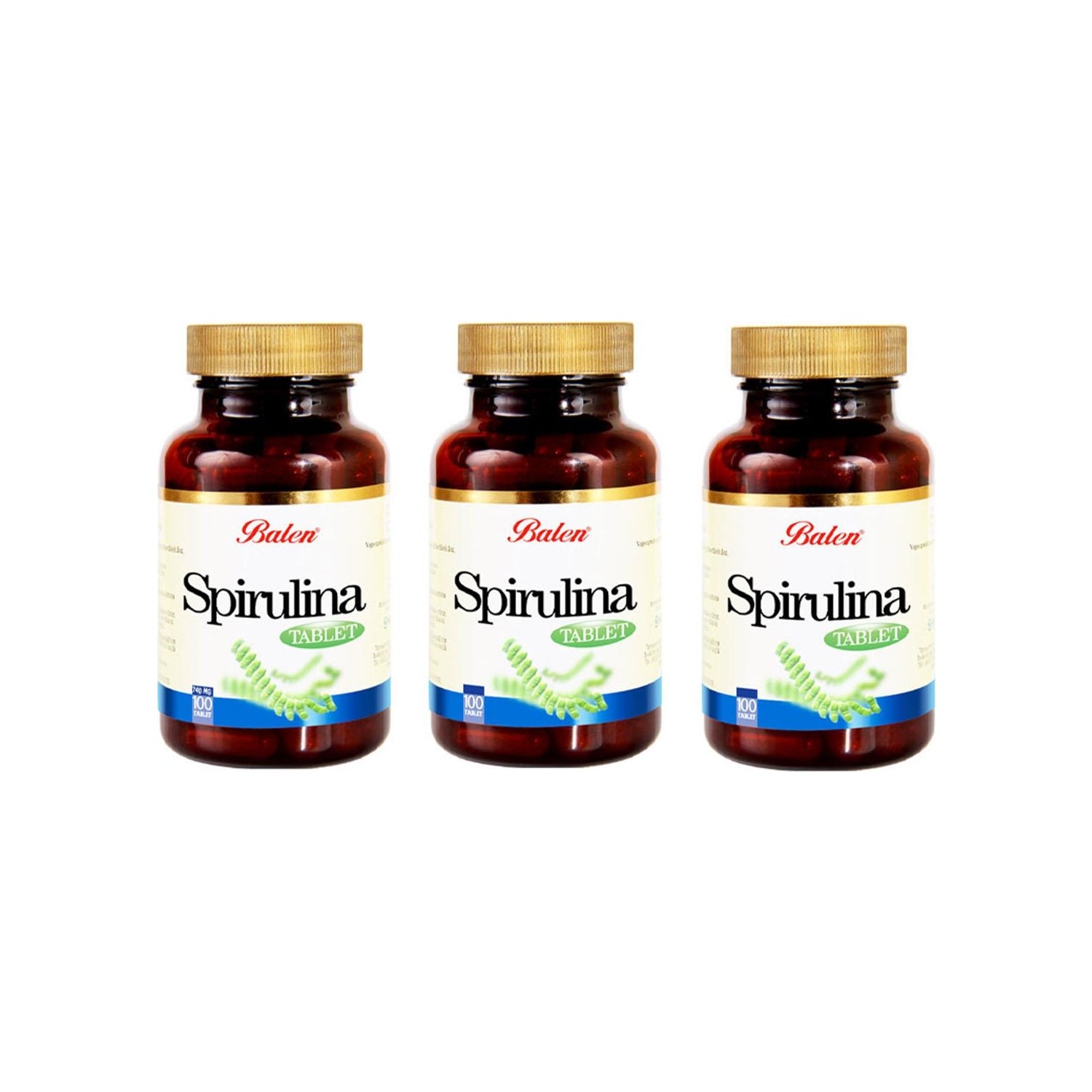 Пищевая добавка Balen Spirulina 740 мг, 3 упаковки по 100 таблеток спирулина 500 мг mrm nutrition 180 таблеток