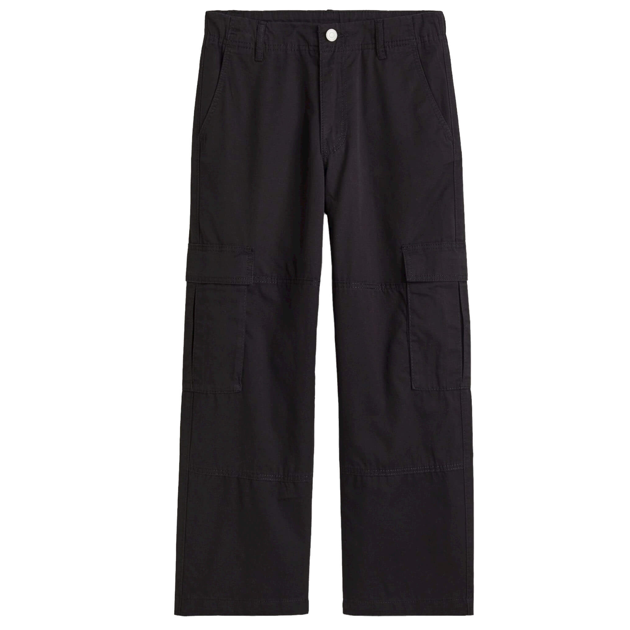 Брюки H&M Cotton Cargo, черный школьные брюки s oliver повседневный стиль карманы размер 110 синий