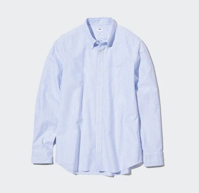

Рубашка полосатая оксфордская узкого кроя Uniqlo Slim Fit Striped Oxford, синий