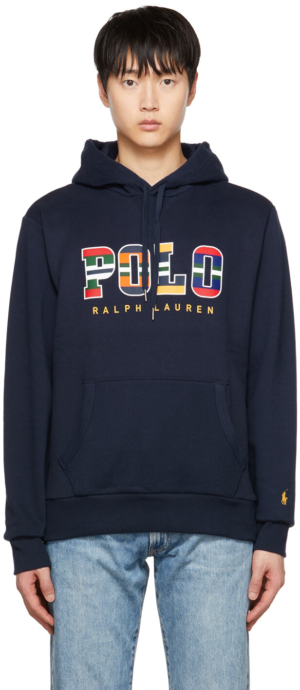 

Темно-синяя толстовка с капюшоном Polo Ralph Lauren, Синий