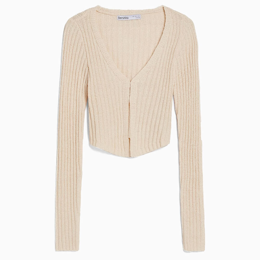 

Кардиган Bershka Rustic Cropped, кремовый