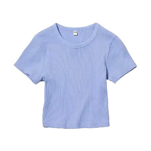 

Футболка Uniqlo Cropped Crew Neck Short Sleeved, синий