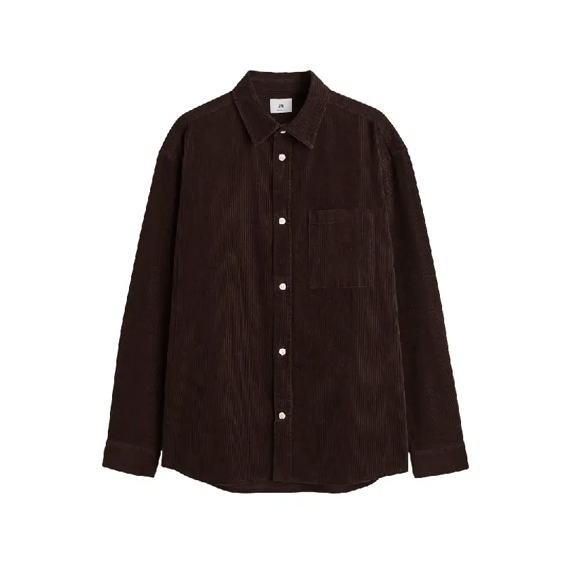 

Рубашка H&M Relaxed Fit Corduroy, темно-коричневый