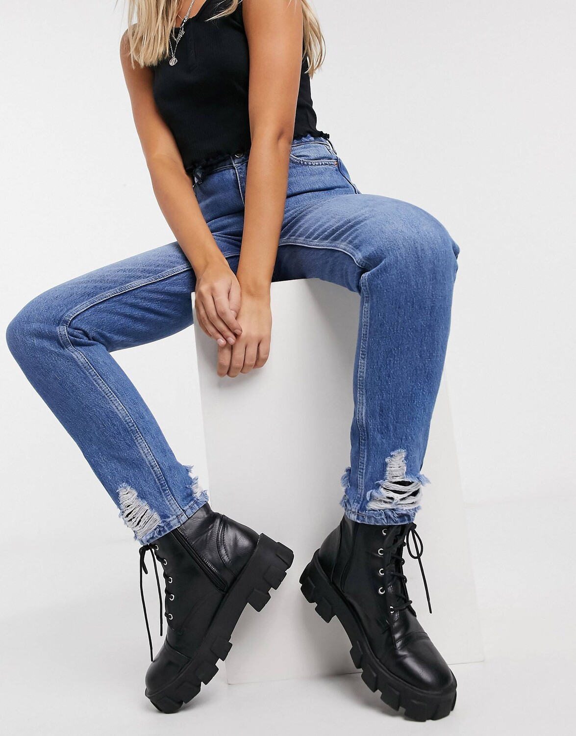 

Синие джинсы Topshop MOM
