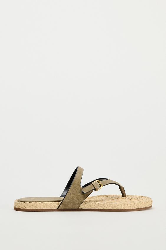 Сандалии Zara Buckled Leather Slider, зеленый сандалии черный на плоской подошве kinetix