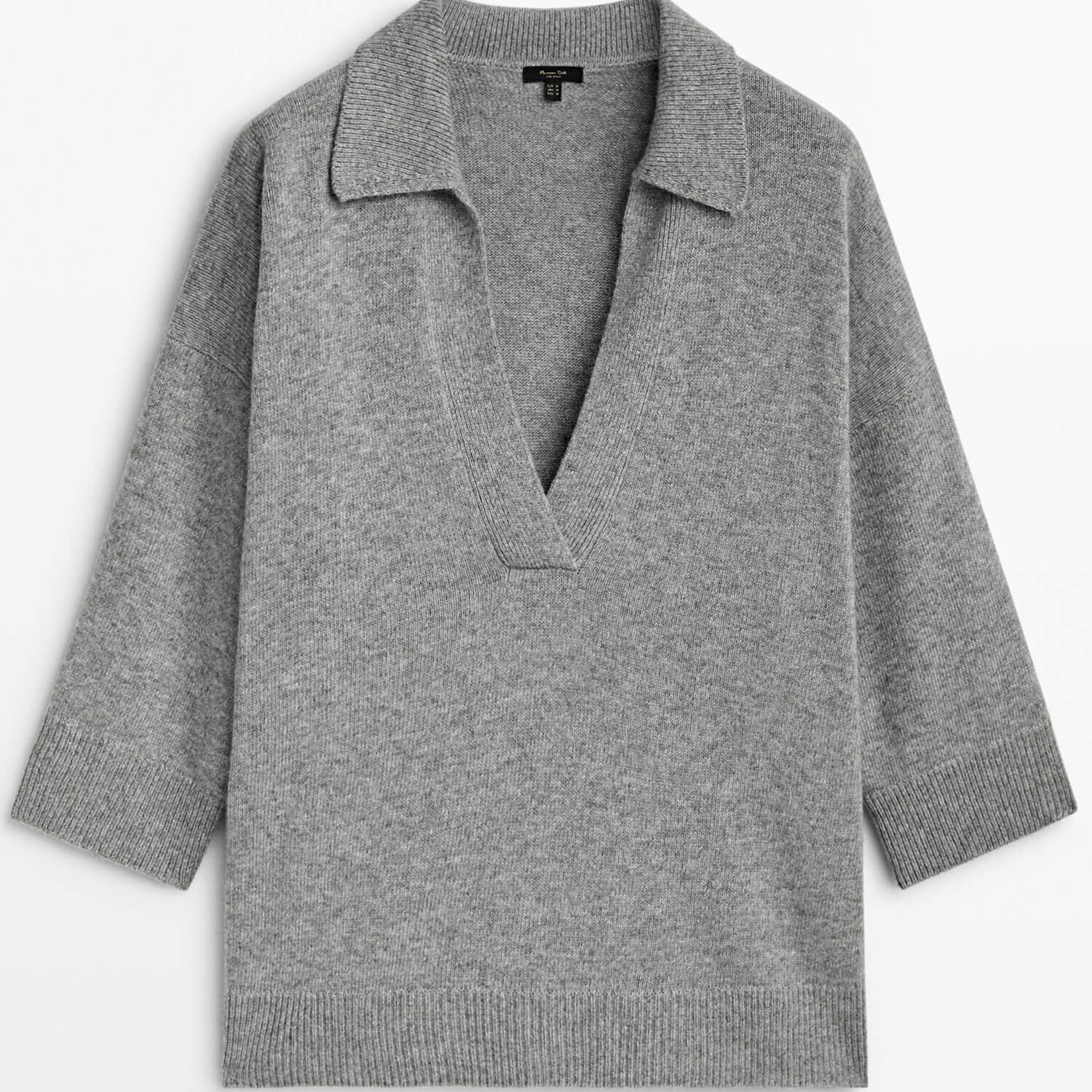 

Свитер Massimo Dutti Knit Polo With Short Sleeves, серый