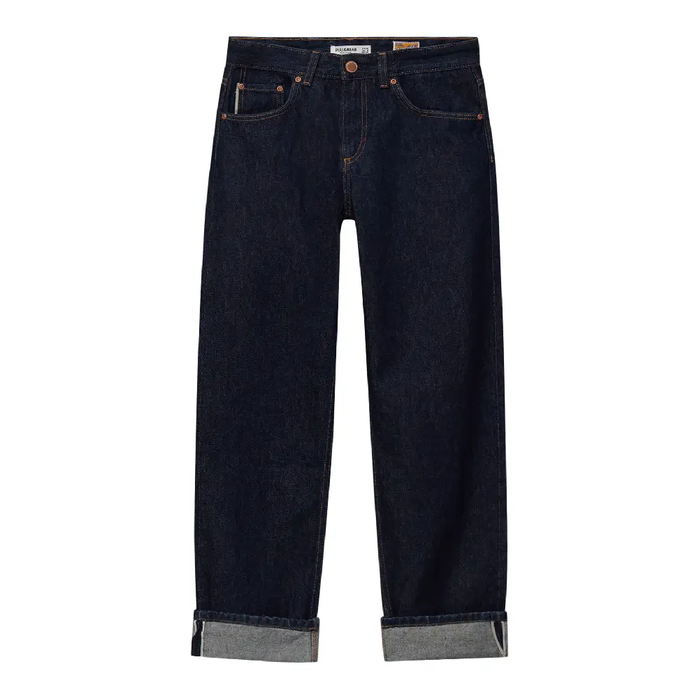 

Джинсы Pull&Bear Low-waist Straight-leg Selvedge, темно-синий