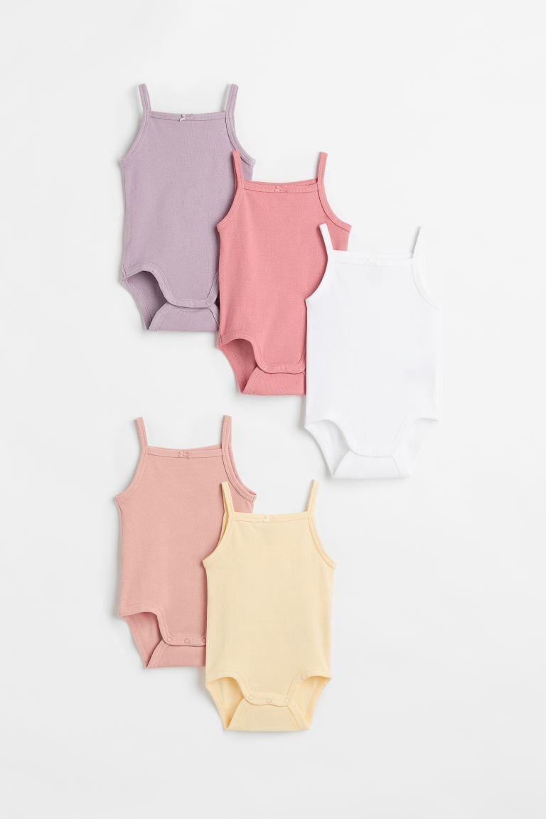 

5 комплектов боди без рукавов H&M, светло-фиолетовый/антично-розовый