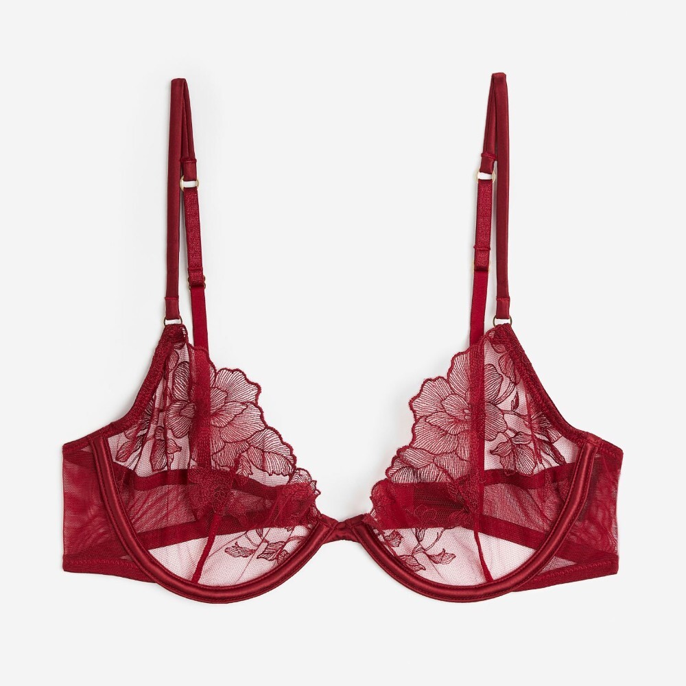 

Бюстгальтер H&M Non-padded Underwire Mesh, темно-красный