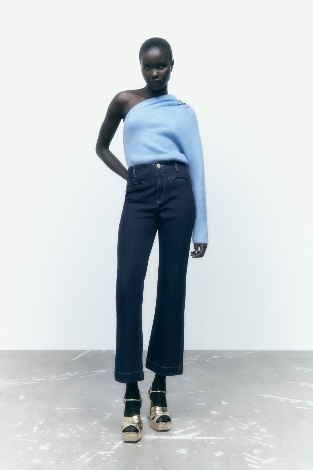 

Джинсы - z1975 мини-клеш с высокой посадкой ZARA, синий