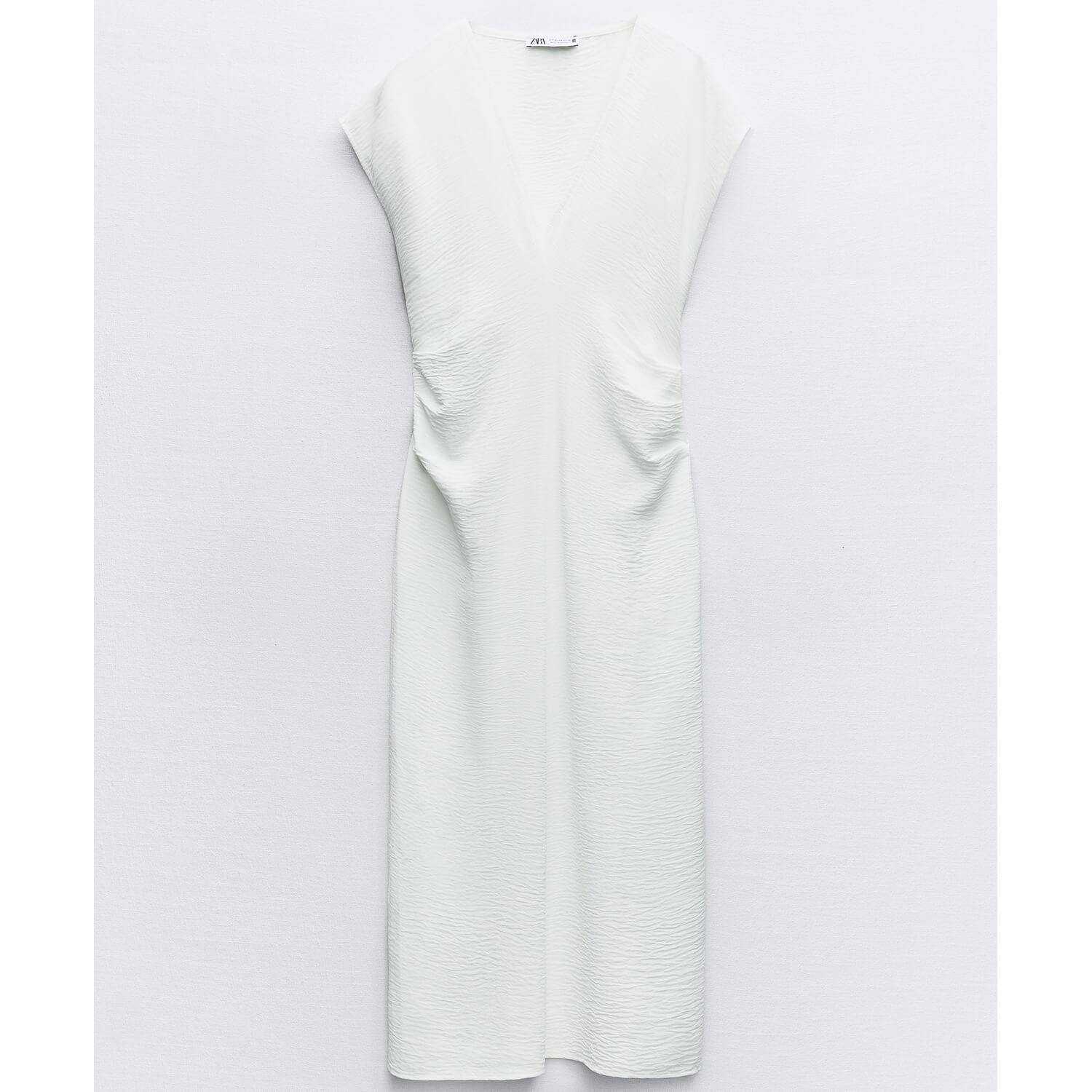 Платье Zara Flowing With Gathering, белый блуза zara flowing with gathered detail темный хаки