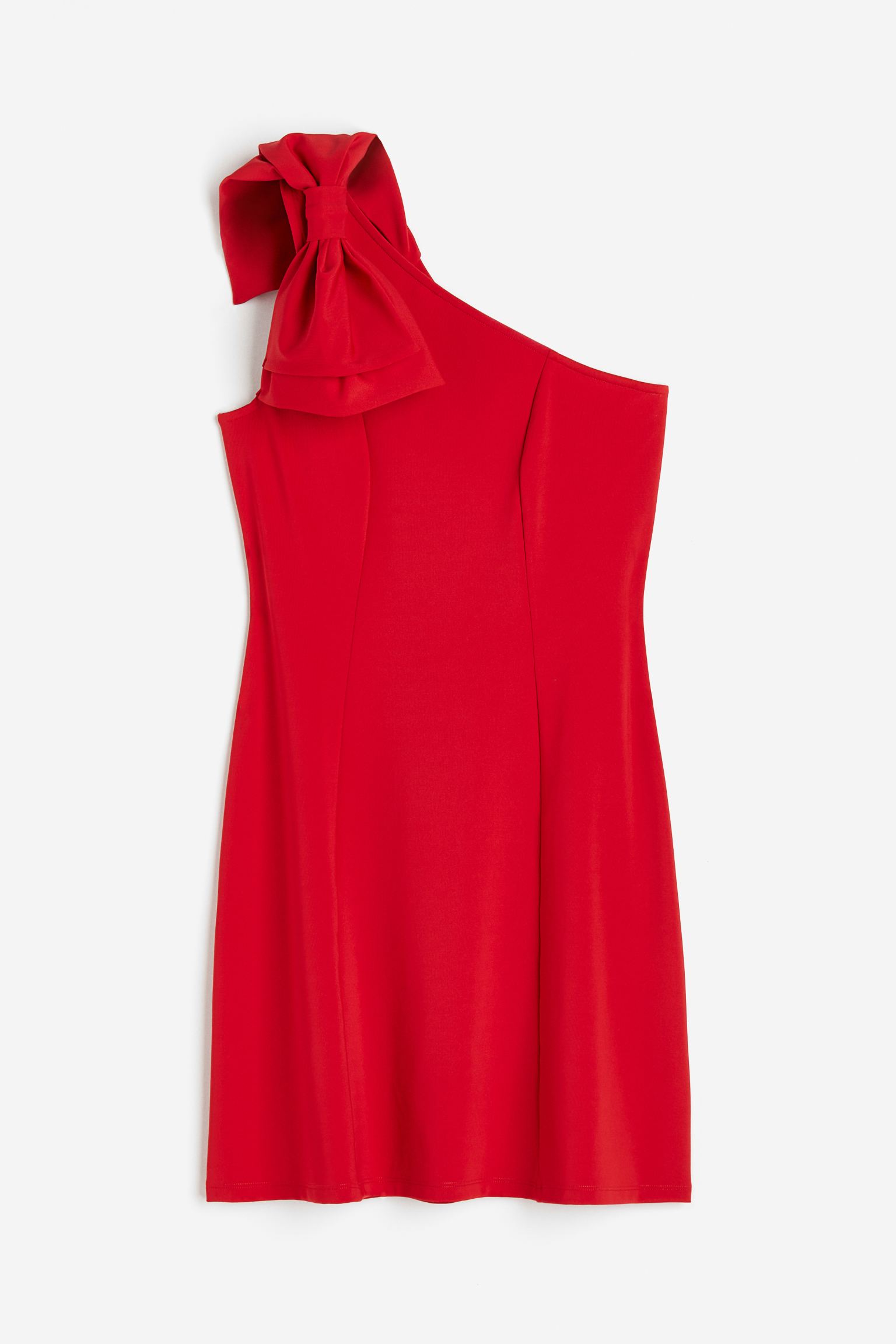 Платье H&M Bow-detail One-shoulder, красный