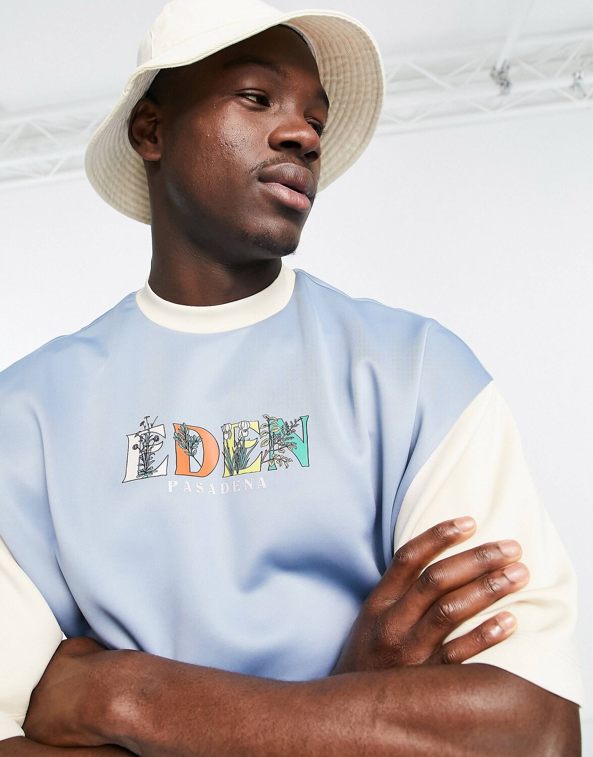 

Футболка оверсайз ASOS DESIGN в стиле колор-блок скуба с принтом спереди
