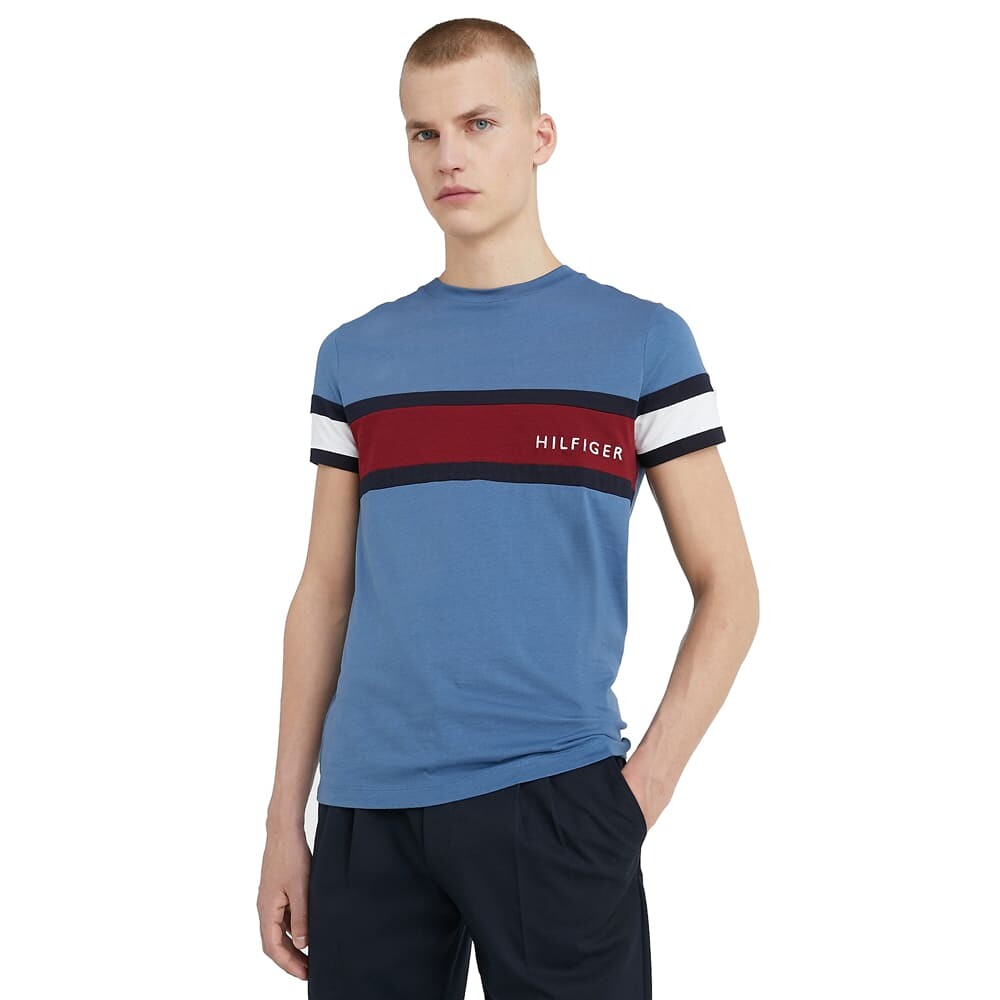 

Футболка Tommy Hilfiger Slim Fit Colorblock Strip, синий