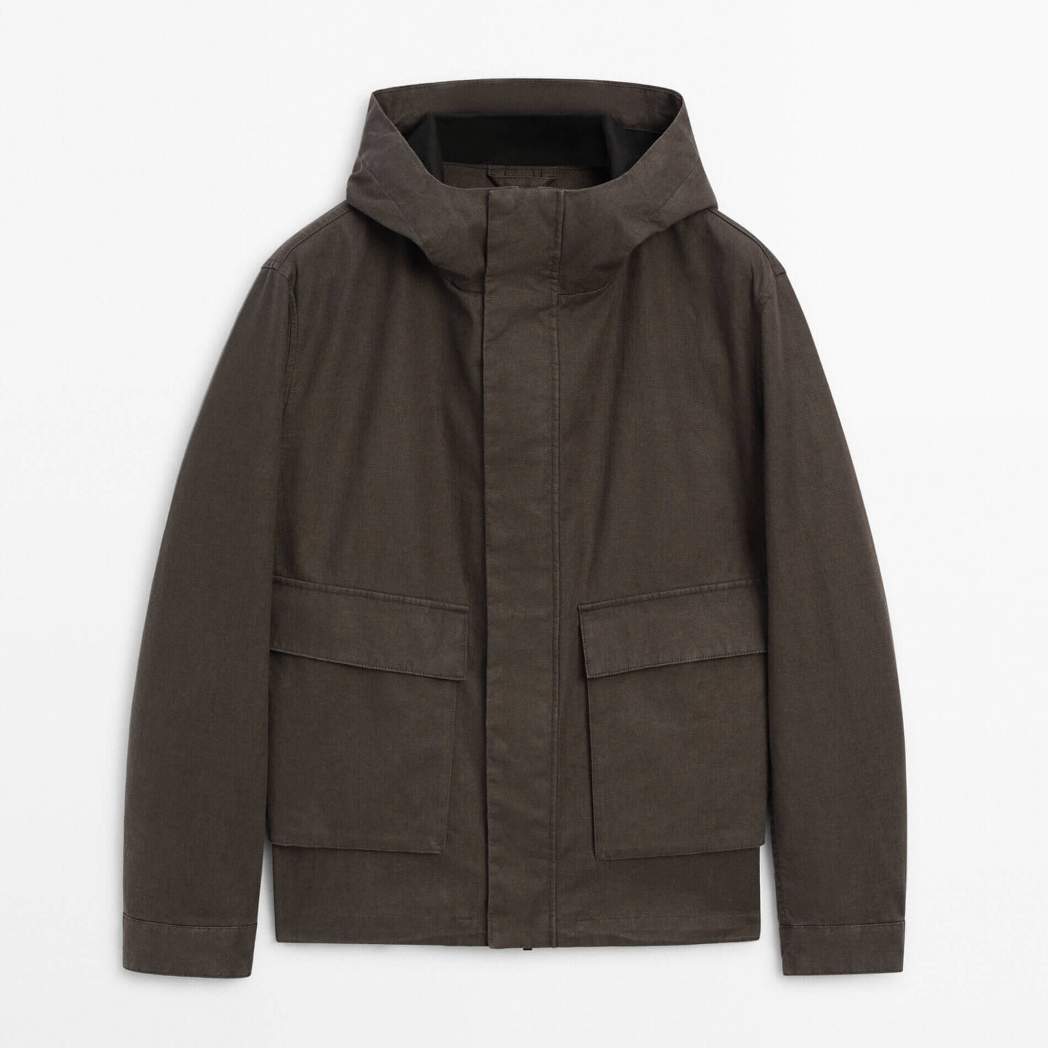 

Парка Massimo Dutti 3-Layer Linen Blend, хаки