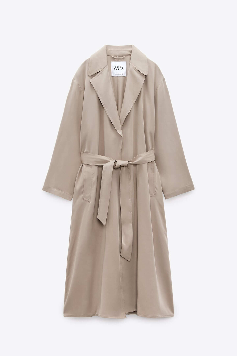 

Тренч Zara Flowing, серо-коричневый
