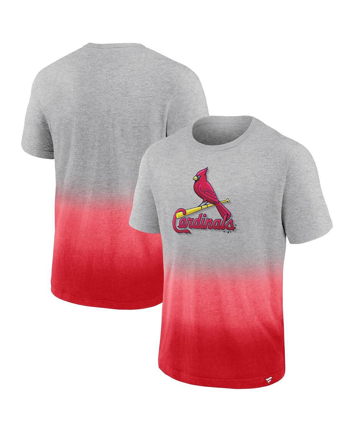 

Мужская футболка с фирменным меланжевым серым, меланжевым красным st. louis cardinals iconic team ombre dip-dye Fanatics, мульти