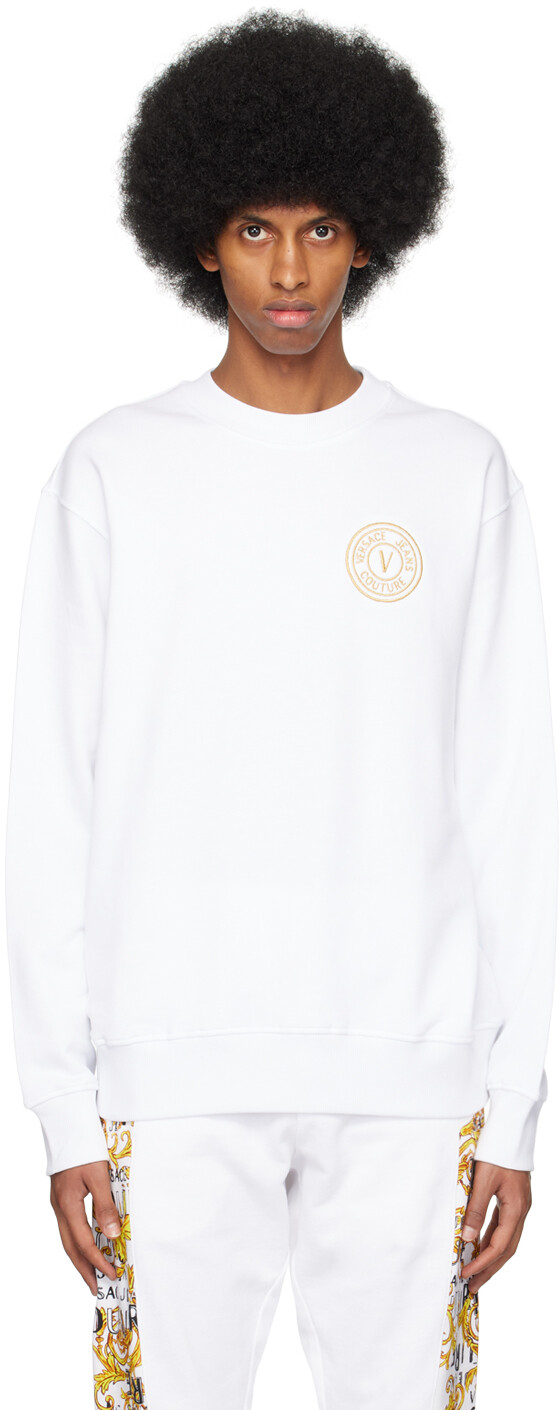

Белый свитшот с V-образной эмблемой Versace Jeans Couture