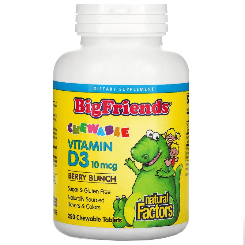 Big Friends, жевательный витамин D3, 250 жевательных таблеток, Natural Factors витамин d3 natural factors клубничный 100 таблеток