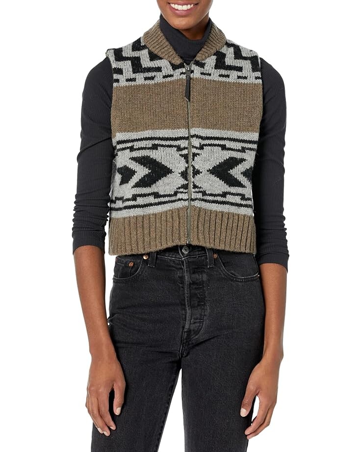

Свитер Pendleton Shetland Zip Sweater Vest, цвет Walnut Mix