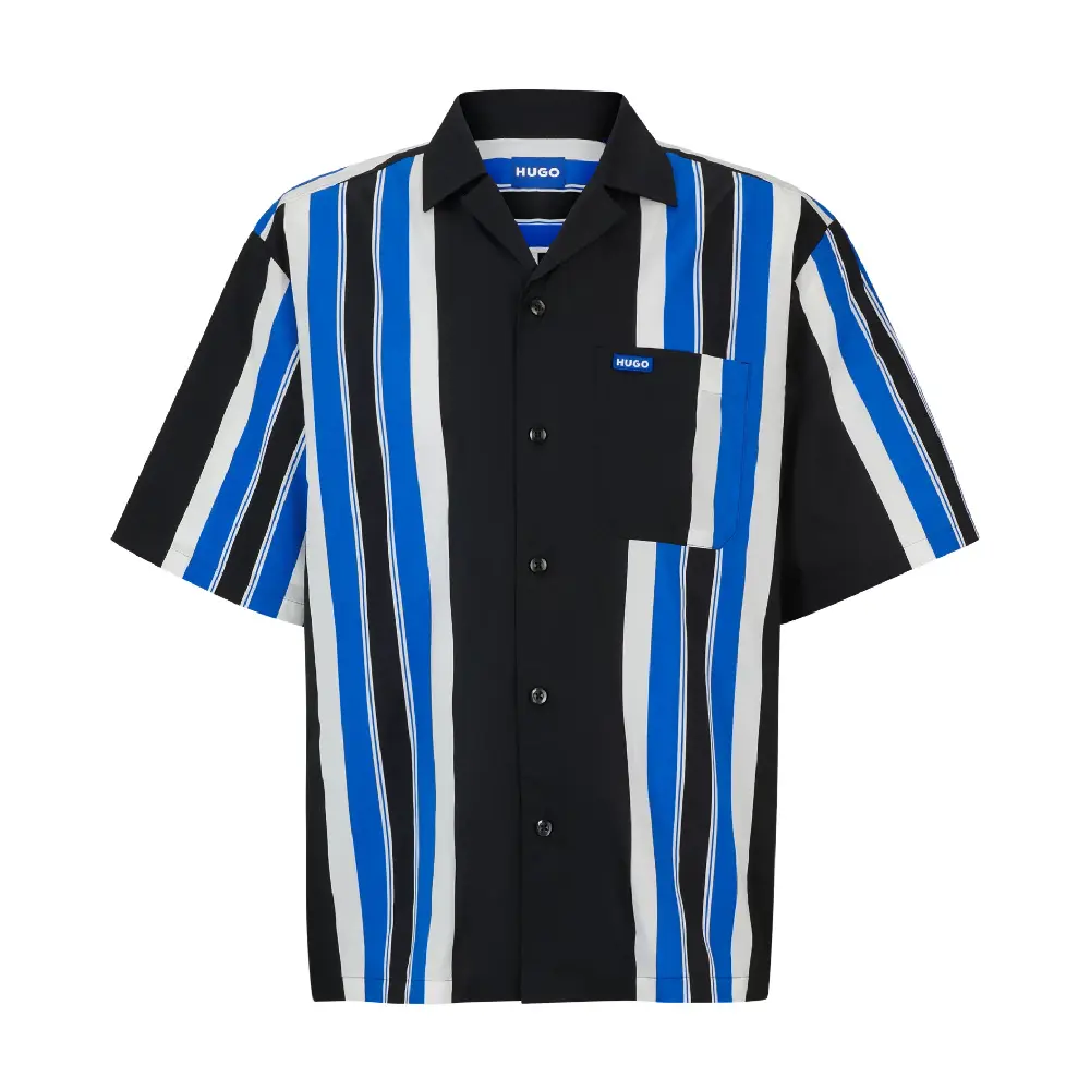 

Рубашка Hugo Oversize-fit In Printed Cotton Poplin, черный/синий