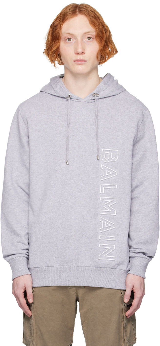 

Серый худи с тиснением Balmain