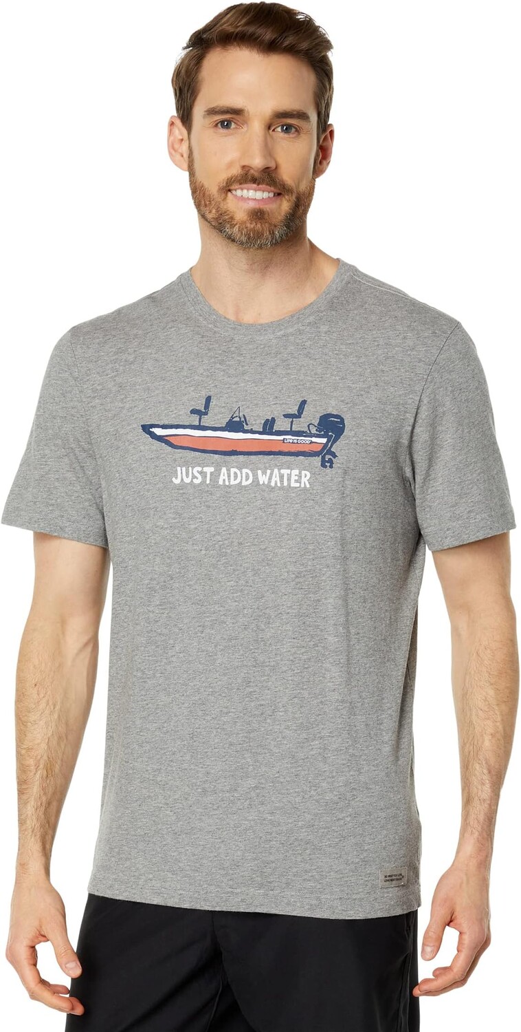 

Футболка Crusher-Lite с короткими рукавами Just Add Water Bass Boat Life is Good, цвет Heather Gray