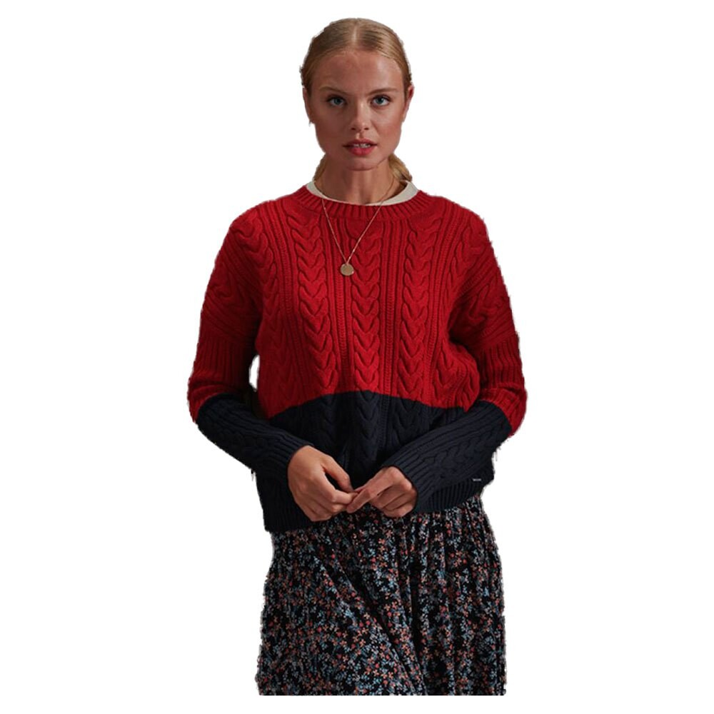 

Свитер Superdry Dropped Shoulder Cable Crew, красный