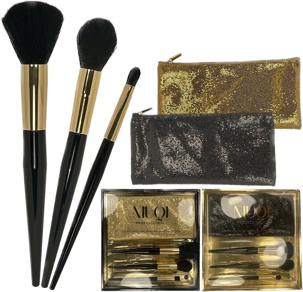 

Набор кистей для макияжа NIUQI + косметичка GOLD