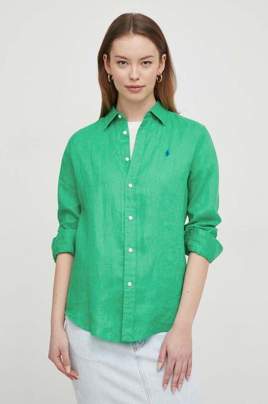 

Льняная рубашка Polo Ralph Lauren, зеленый