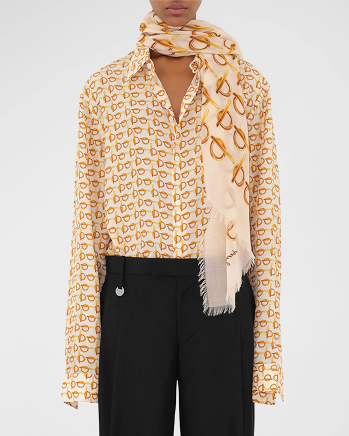 

Легкий шерстяной шарф с пряжкой B Burberry, цвет Gold
