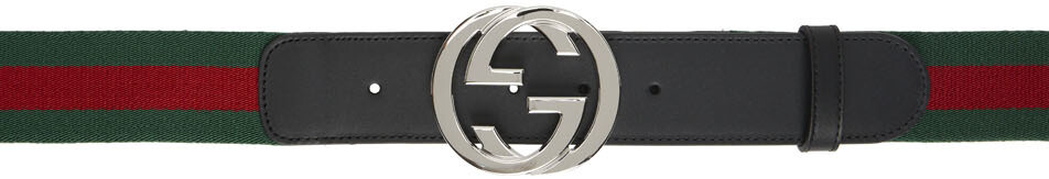 

Зелено-красный ремень Web с узором GG Gucci