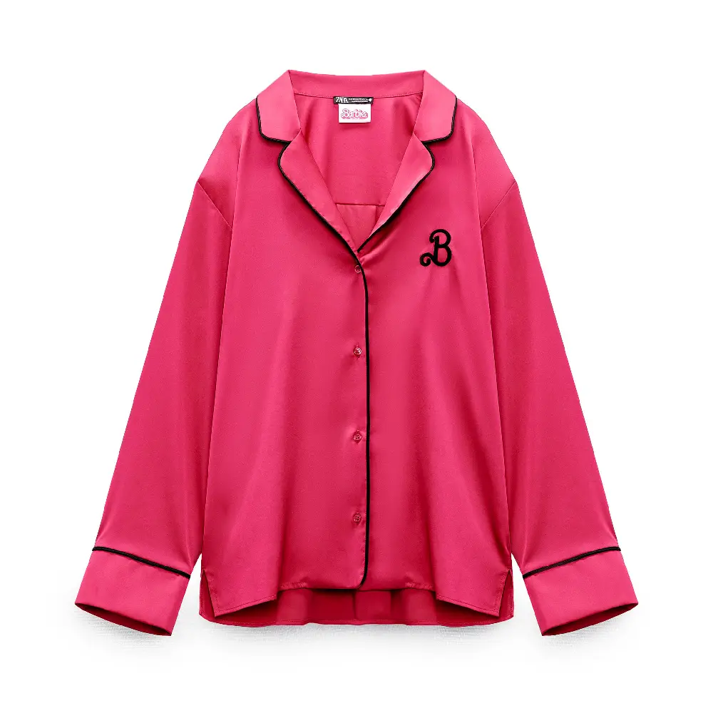 

Рубашка Zara Barbie The Movie Warner Bros. Satiny, розовый
