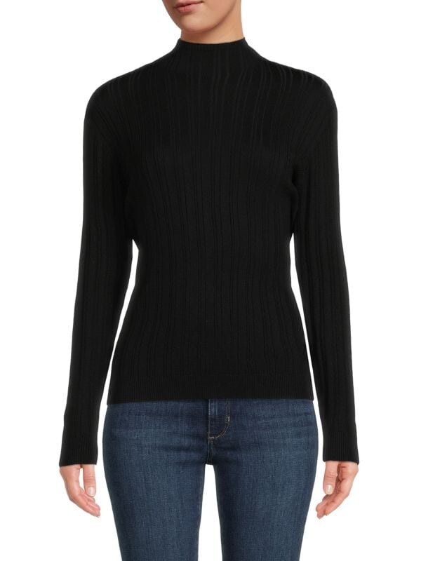 

Приталенный свитер в рубчик Saks Fifth Avenue Black
