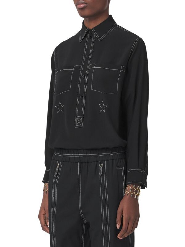 

Рубашка Шелковая Burberry Gwen в стиле вестерн, черный