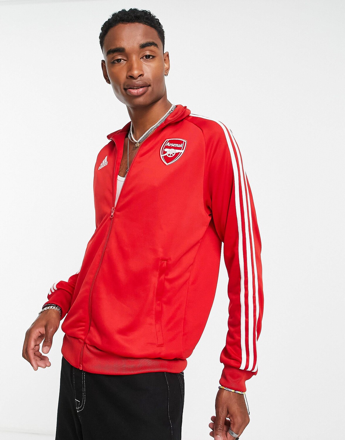 

Красная спортивная футболка на молнии adidas Football Arsenal FC DNA