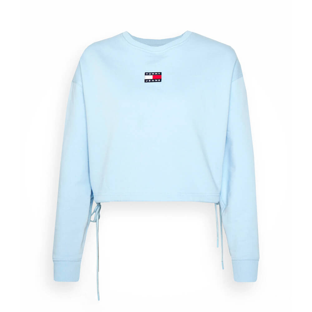 

Толстовка укороченная Tommy Jeans by Tommy Hilfiger CROP BADGE DRAWSTR CREW, голубой