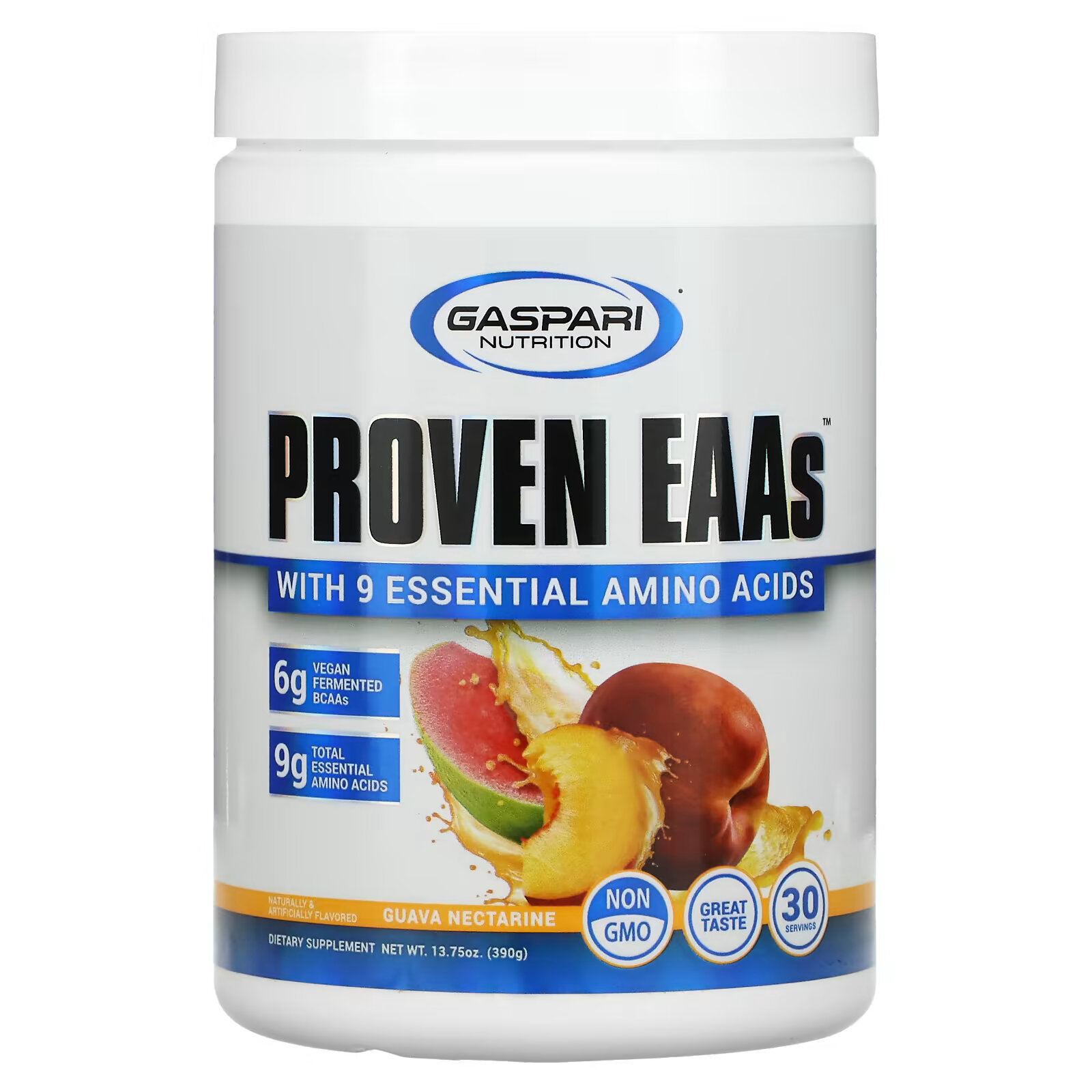 Gaspari Nutrition, Proven EAAs, с 9 незаменимыми аминокислотами, со вкусом гуавы и нектарина, 390 г (13,75 унций) - фото