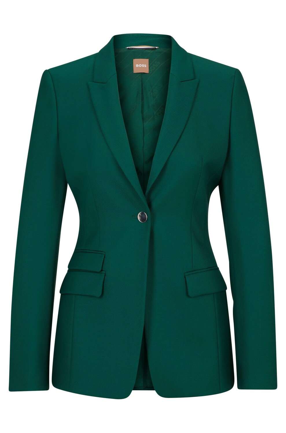 

Пиджак Boss Slim-fit In Virgin-wool Twill, зеленый