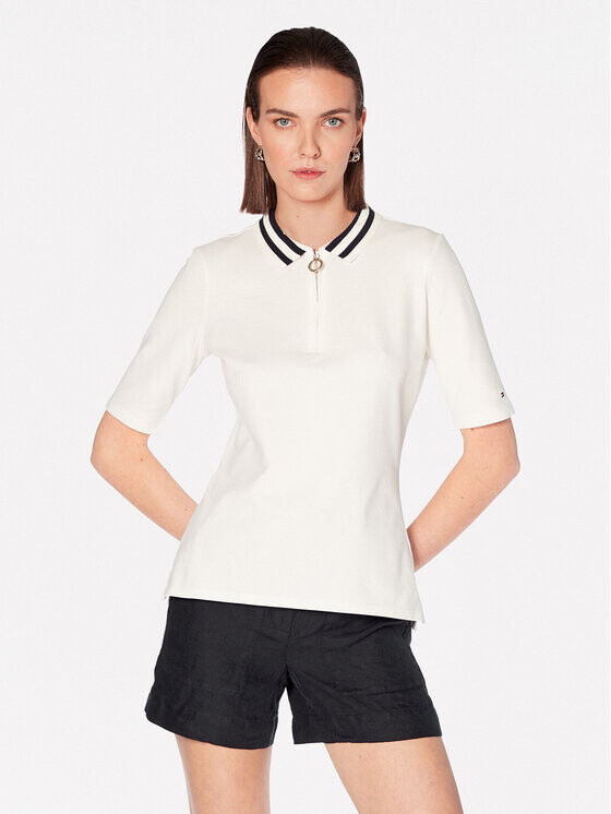 

Рубашка-поло узкого кроя Tommy Hilfiger, белый