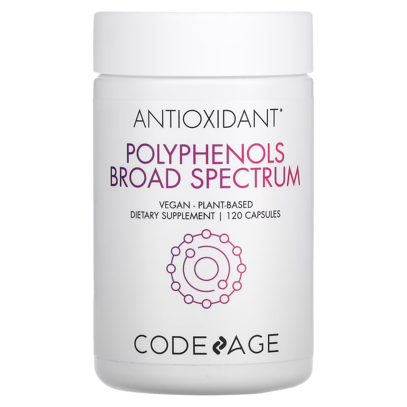 Codeage, Полифенолы широкого спектра, антиоксидант, веганский, растительного происхождения, 120 капсул