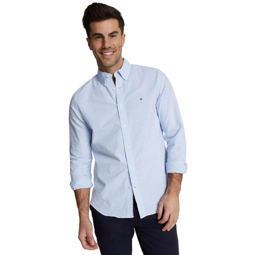 

Рубашка Tommy Hilfiger Regular Fit Solid Stripe Stretch Oxford, светло-голубой