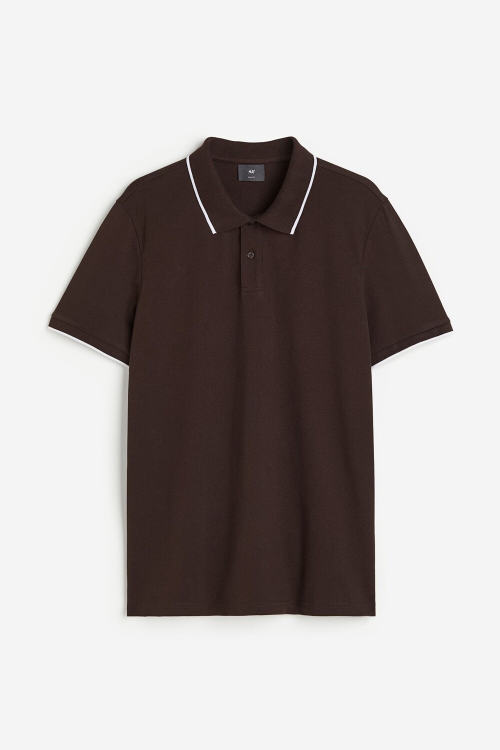 

Футболка поло H&M Slim Fit Cotton, темно-коричневый