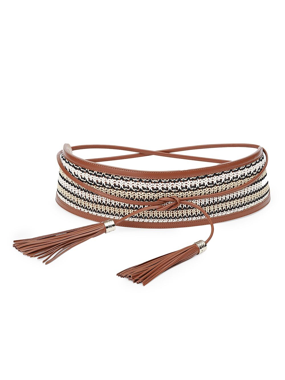 

Ремень Obi из кожи наппа и полосатой рафии Lafayette 148 New York