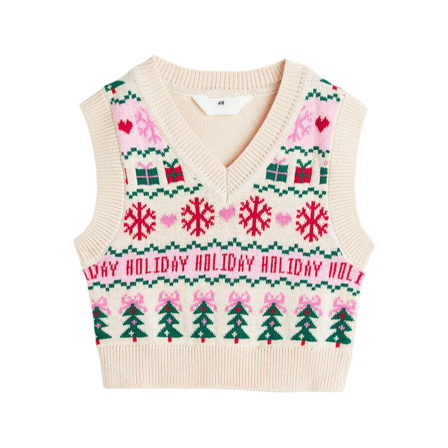 

Жилет H&M Holiday Rib-knit, кремовый