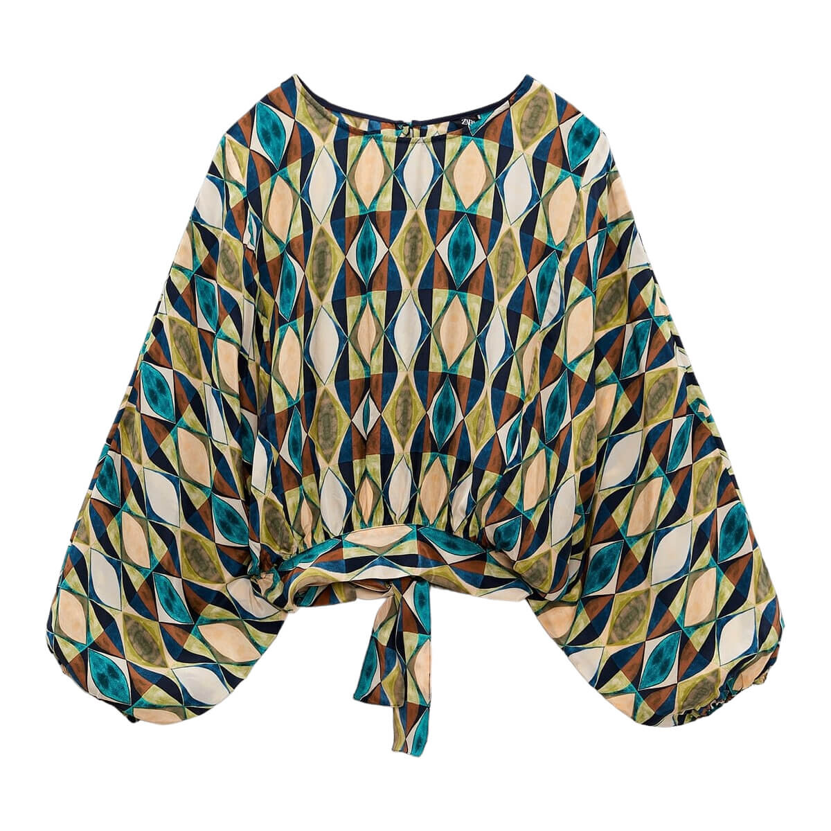 

Блуза Zara Printed With Tied Detail, мультиколор