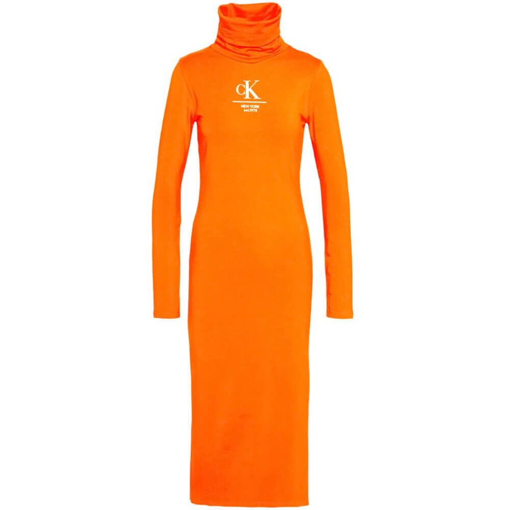 

Платье Calvin Klein Jeans Roll Neck Long Dress, оранжевый